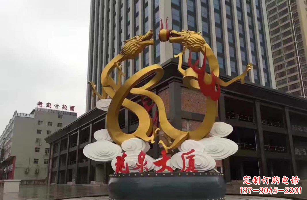 常州精美的双龙戏珠不锈钢雕塑
