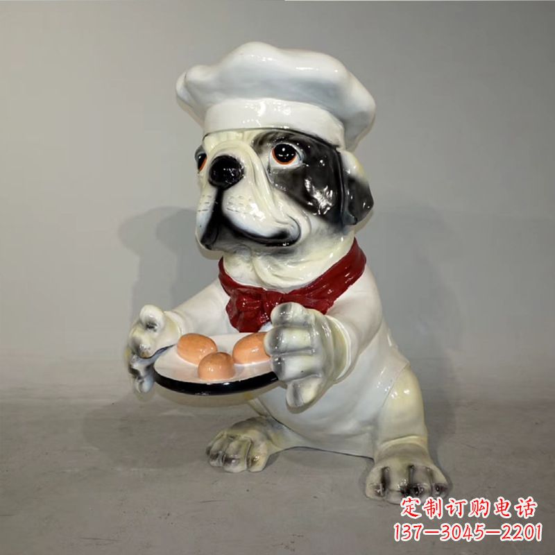 常州玻璃钢仿陶瓷狗雕塑——以斗牛犬为原型