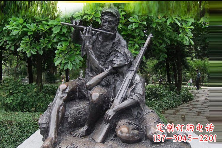 常州吹笛子的红军战士公园人物铜雕雕塑