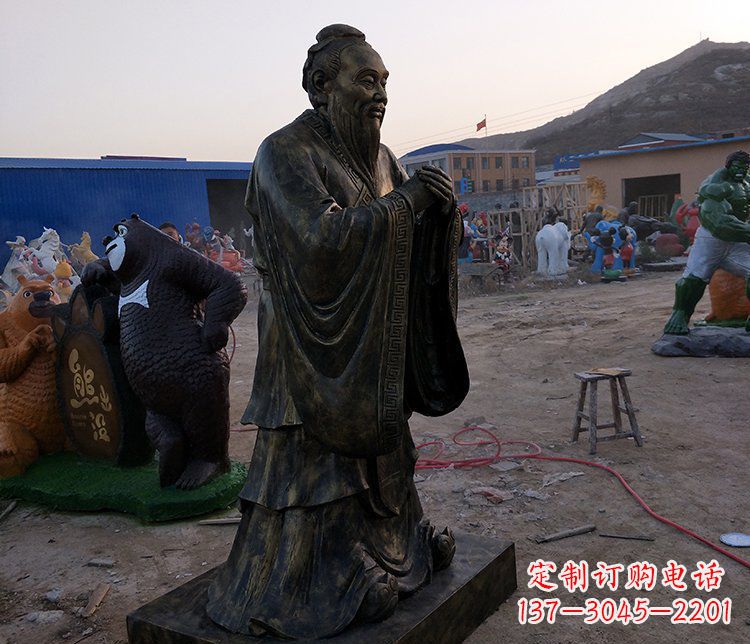 常州春秋时期人物孔子铜雕雕塑