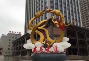 常州精美的双龙戏珠不锈钢雕塑