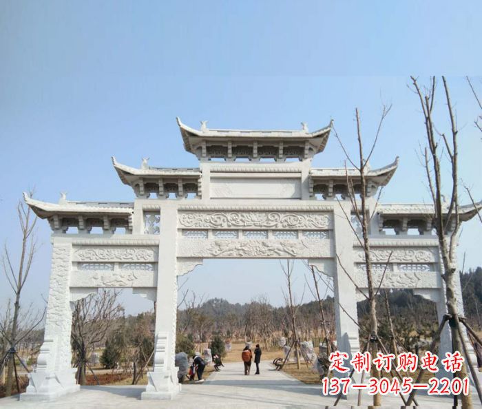 常州村口三门石雕牌楼 (6)
