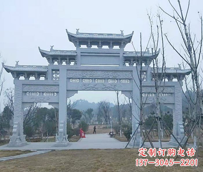 常州村口三门石雕牌楼_2 (2)