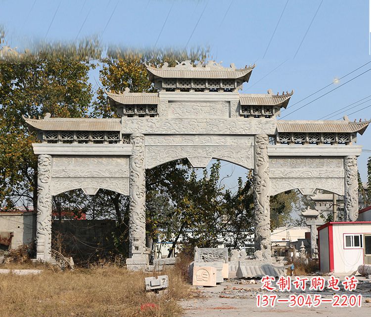 常州村镇门口石雕山门牌坊