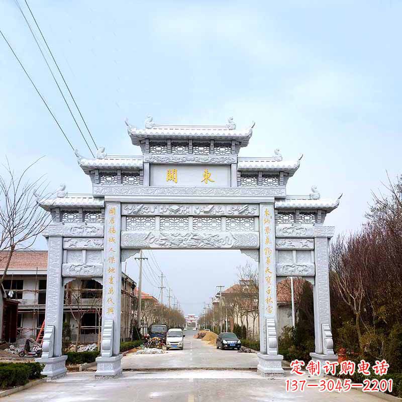 常州传承古风——村镇三门石牌坊雕塑