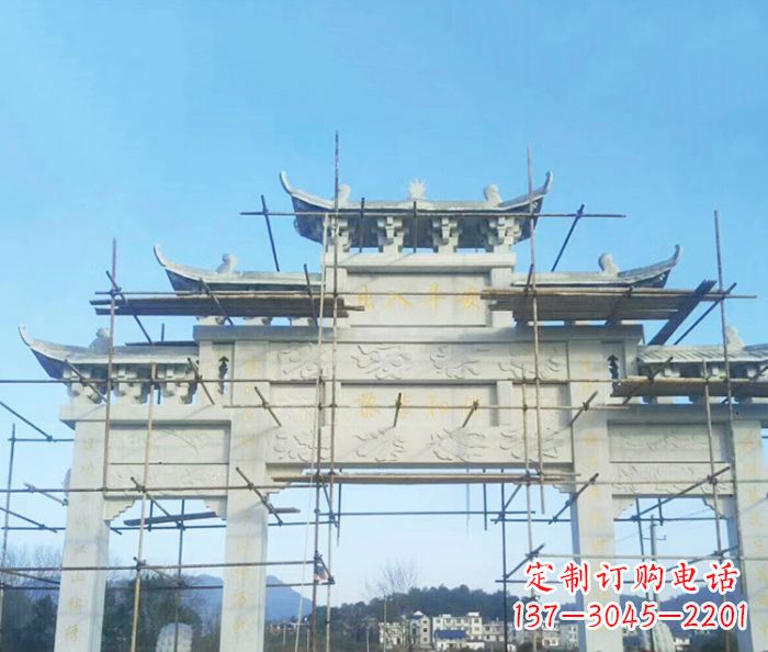 常州大理石三门牌坊雕塑