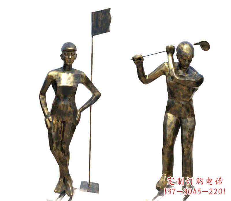 常州打高尔夫人物广场景观铜雕摆件
