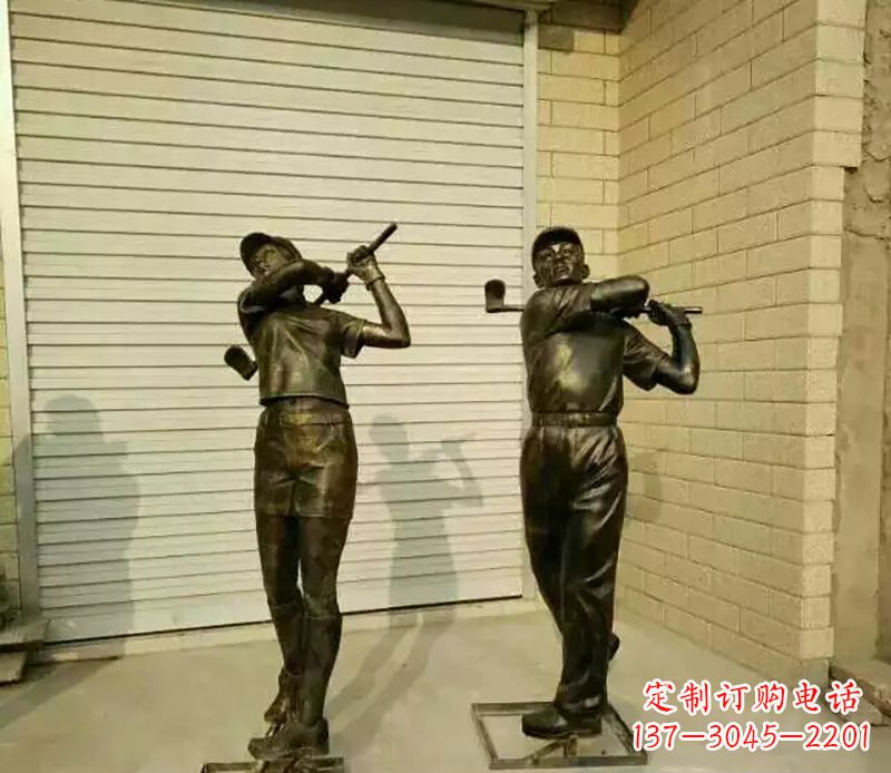 常州打高尔夫人物园景观铜雕