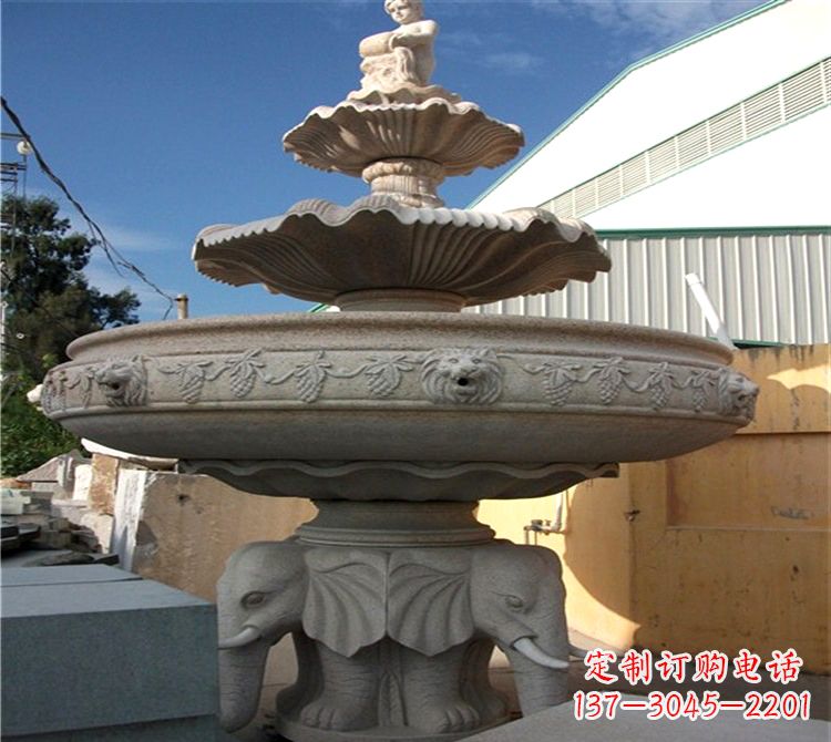 常州大钵石雕喷水天鹅