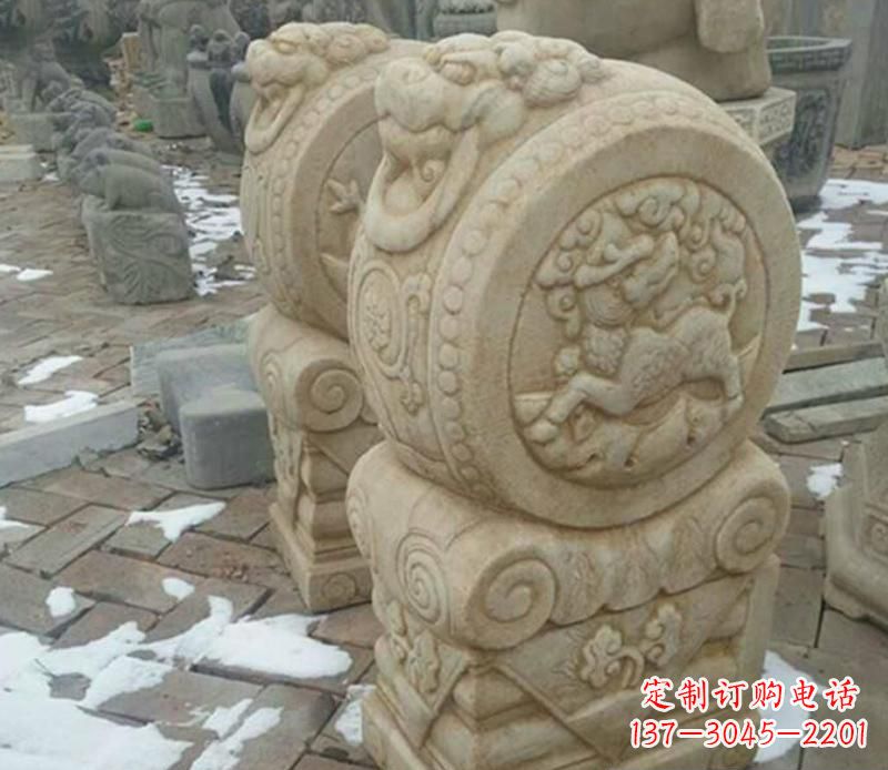 常州大理石抱鼓公园门墩雕塑——精美雕刻展现灵动之美