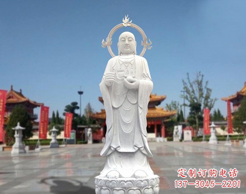常州大理石地藏菩萨雕塑象征佛法的传承