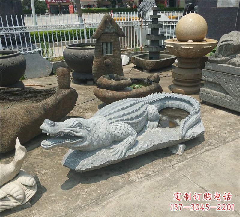 常州动物雕塑大理石鳄鱼