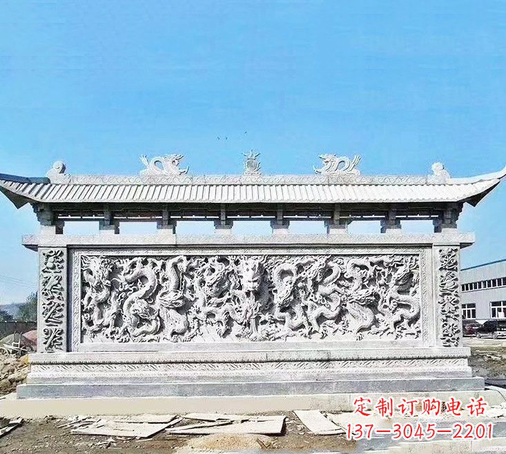 常州精美大理石九龙壁雕塑