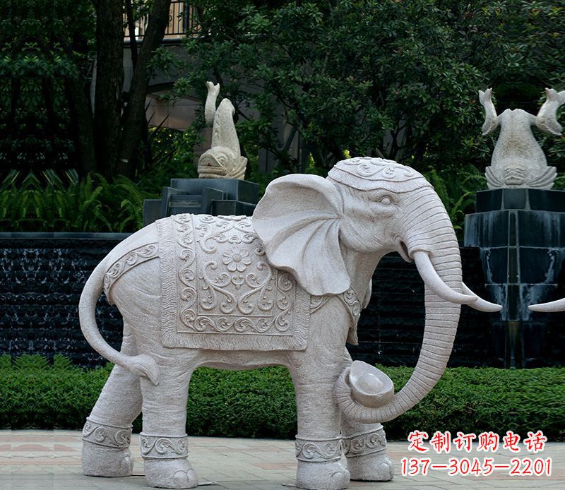 常州以大理石为材料的完美大象雕塑