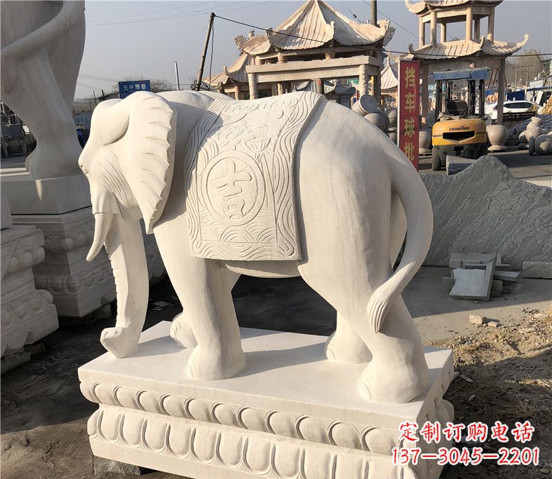 常州大理石卷鼻如意大象雕塑