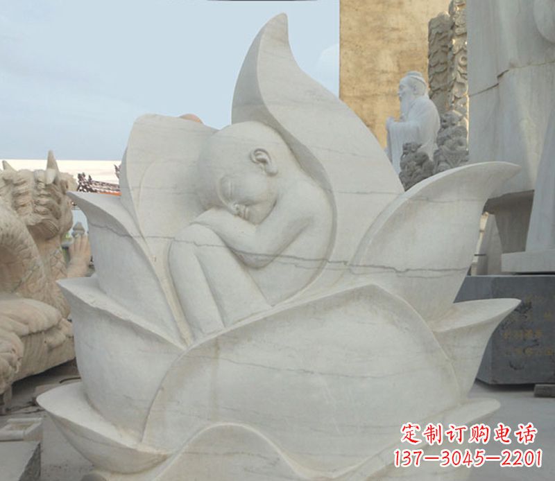 常州精美大理石莲花婴儿石雕