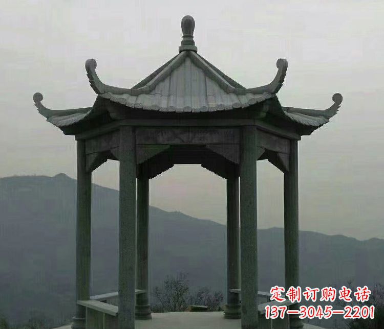 常州大理石凉亭景区六角石雕