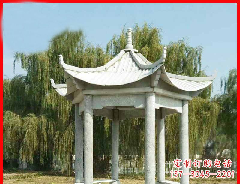 常州大理石六角凉亭公园石雕 (3)
