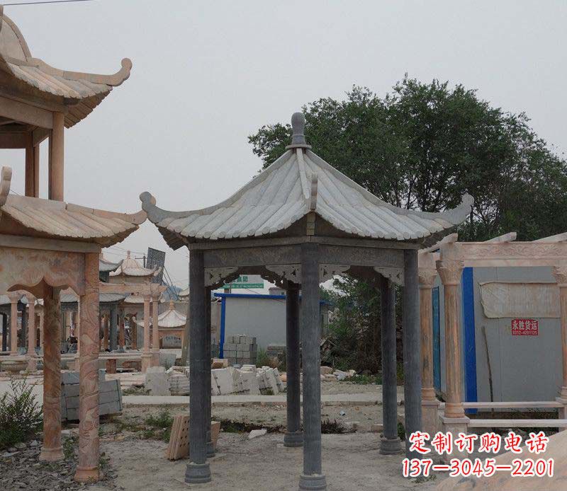 常州大理石六角凉亭公园石雕 (2)