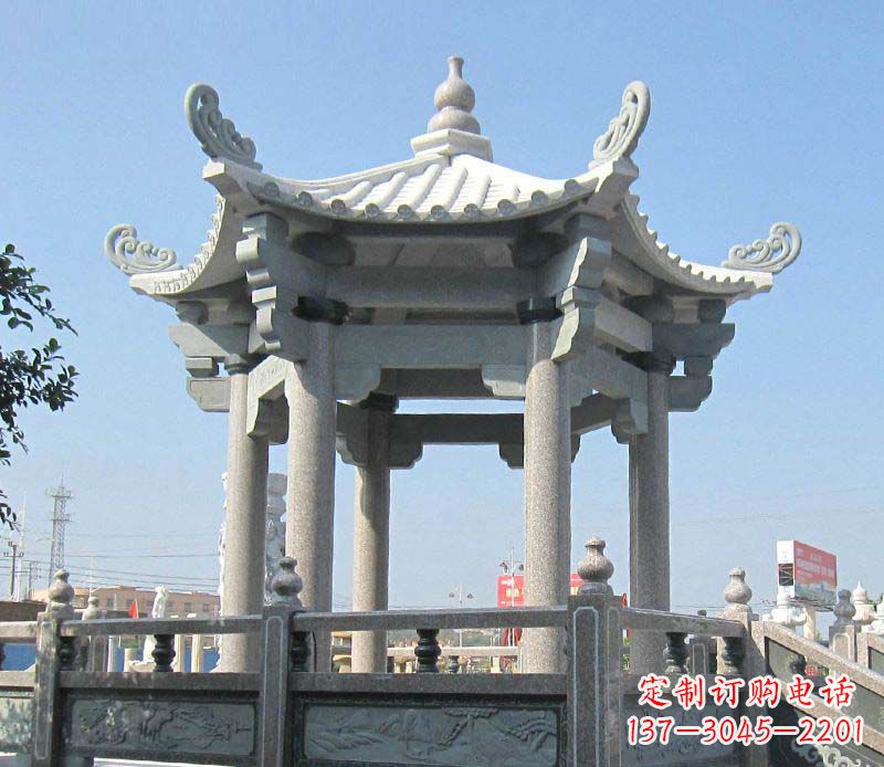 常州大理石六角凉亭石雕 (2)