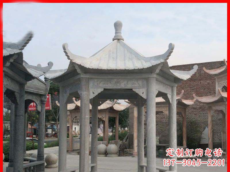 常州大理石六角凉亭公园石雕
