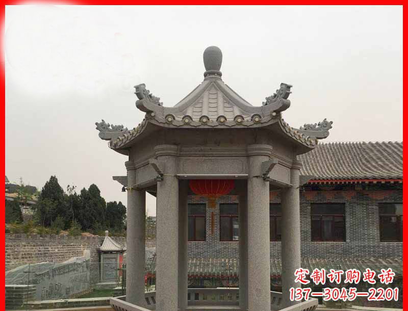 常州大理石六角凉亭公园石雕 (4)