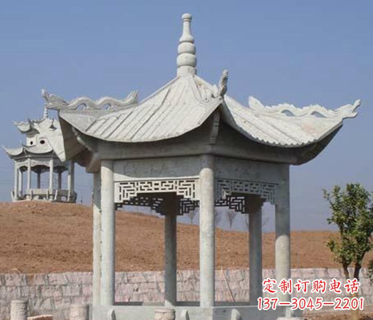 常州大理石六角凉亭石雕 (3)