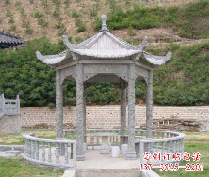 常州大理石六角石雕凉亭 (2)