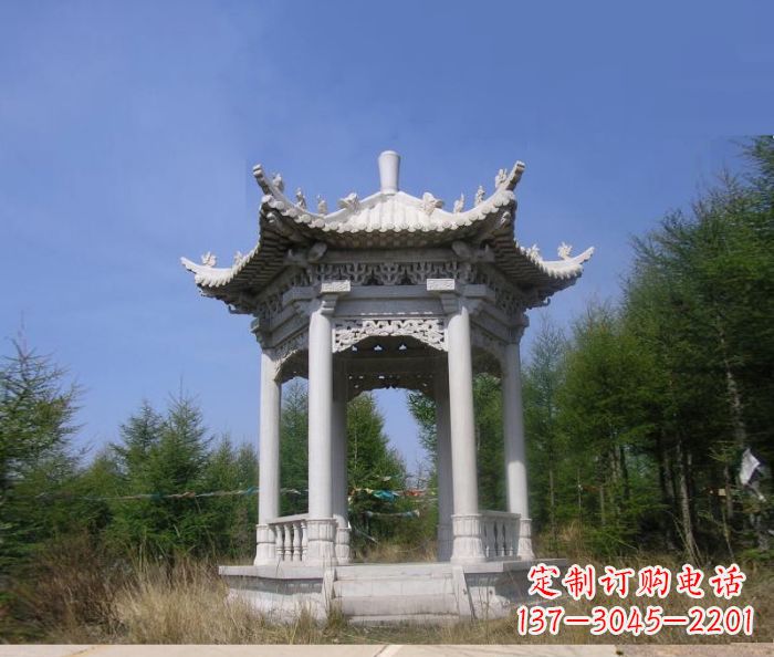常州大理石六角石雕凉亭 (3)