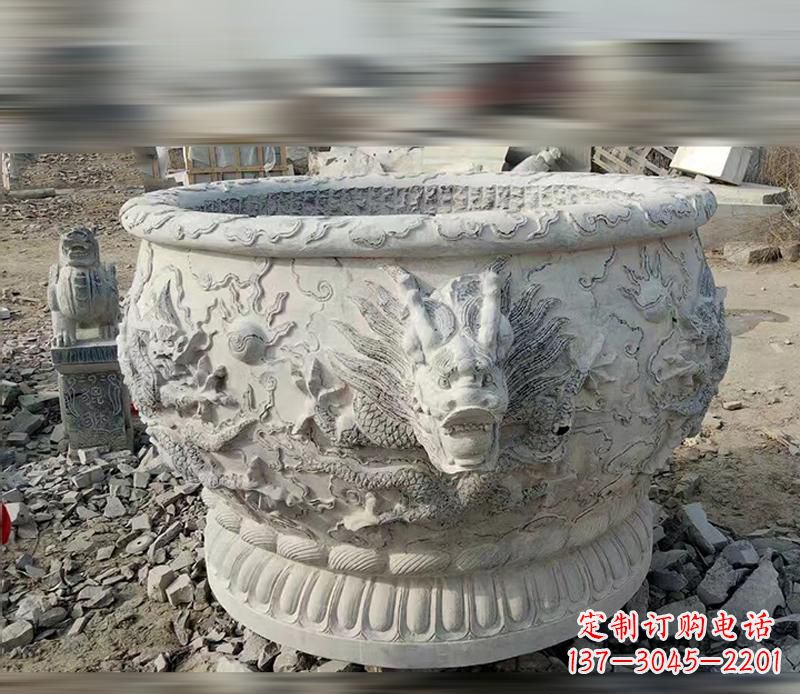常州大理石龙浮雕水缸