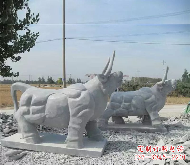 常州大理石多角度牛雕塑