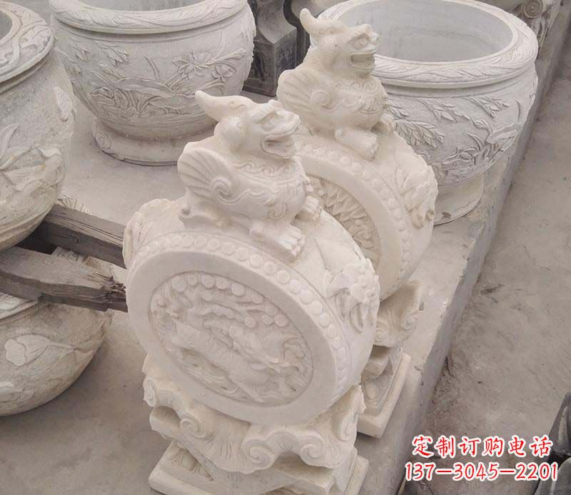 常州大理石貔貅抱鼓石雕塑