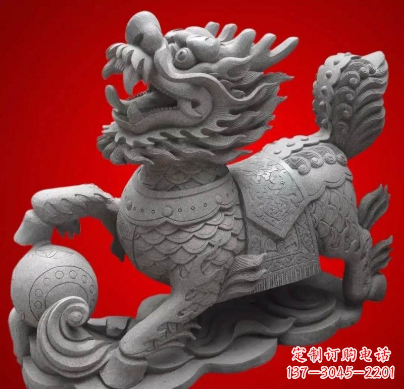 常州大理石企业小区门口麒麟雕塑