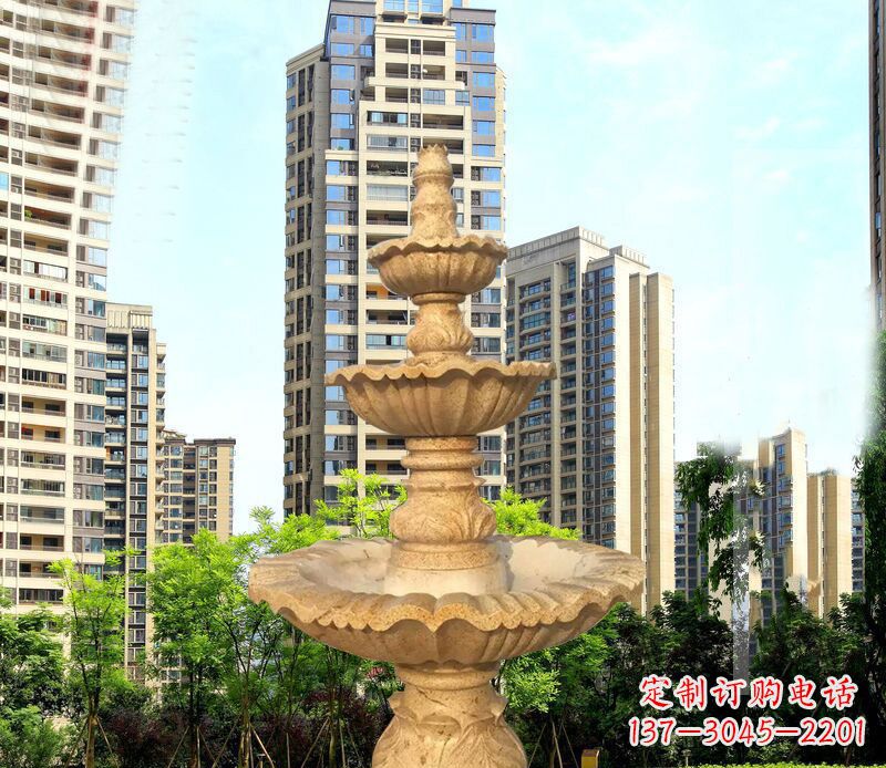 常州大理石三层喷泉公园石雕 (2)