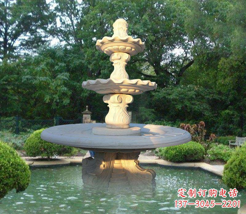 常州大理石三层喷泉雕塑