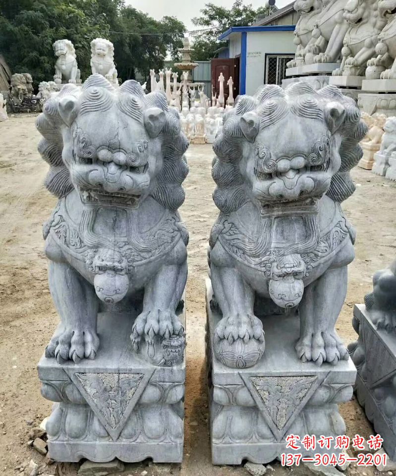 常州传统工艺精雕大理石狮子石雕塑