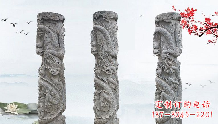 常州精美大理石龙柱雕塑