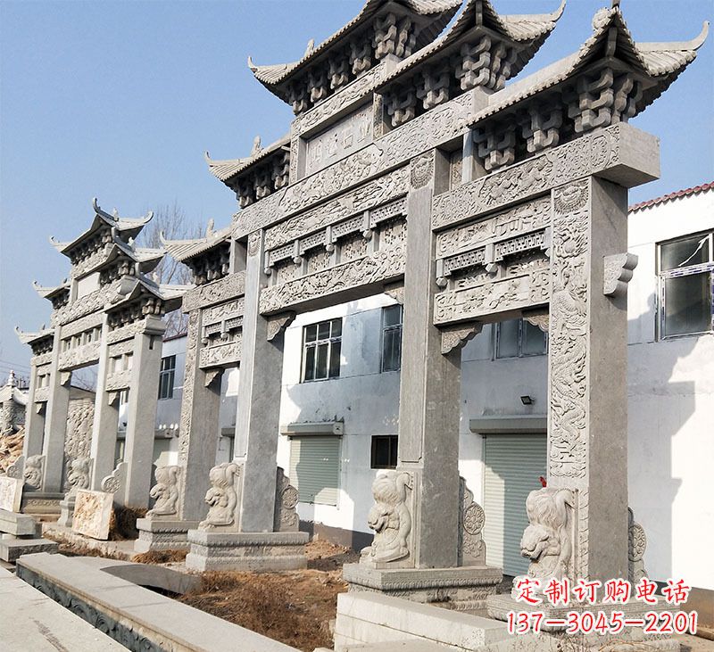 常州大理石石雕牌坊雕塑定制
