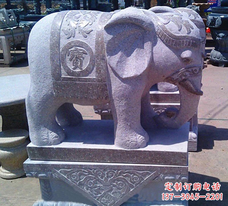 常州大理石石雕招财进宝大象,传递招财进宝的吉祥祝福
