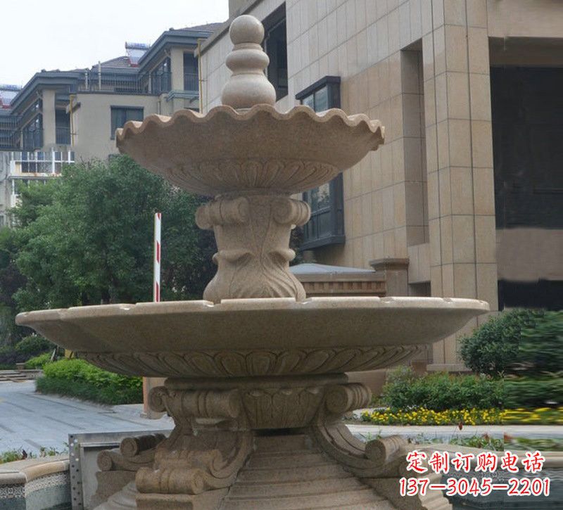 常州简约双层大理石喷泉雕塑