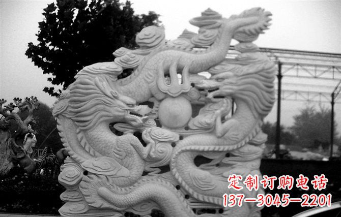 常州精美大理石双龙雕塑