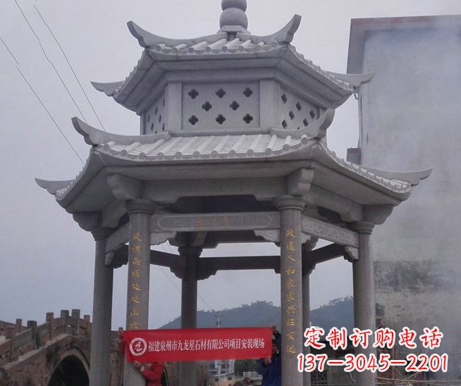 常州大理石双层石雕凉亭