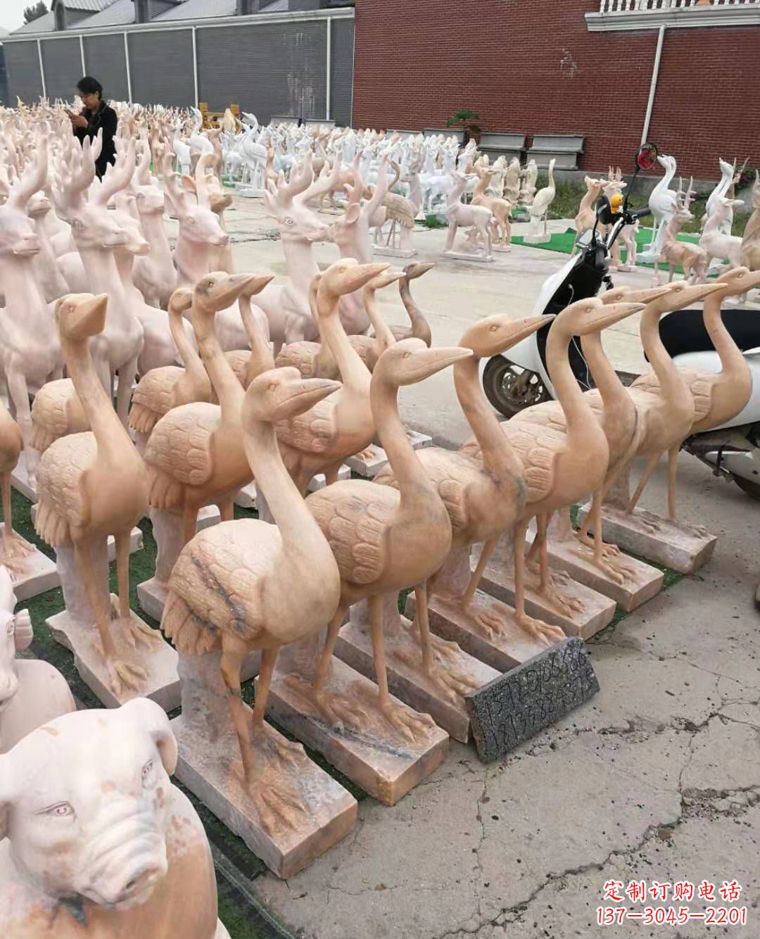 常州丹顶鹤大理石雕塑