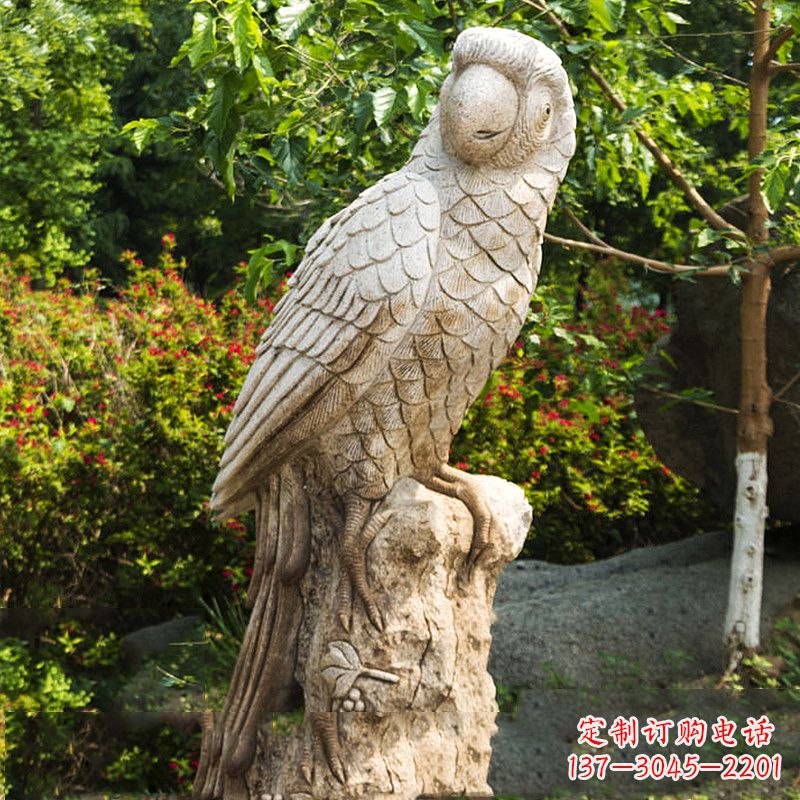 常州大理石鹦鹉雕塑-公园院落动物雕塑摆件