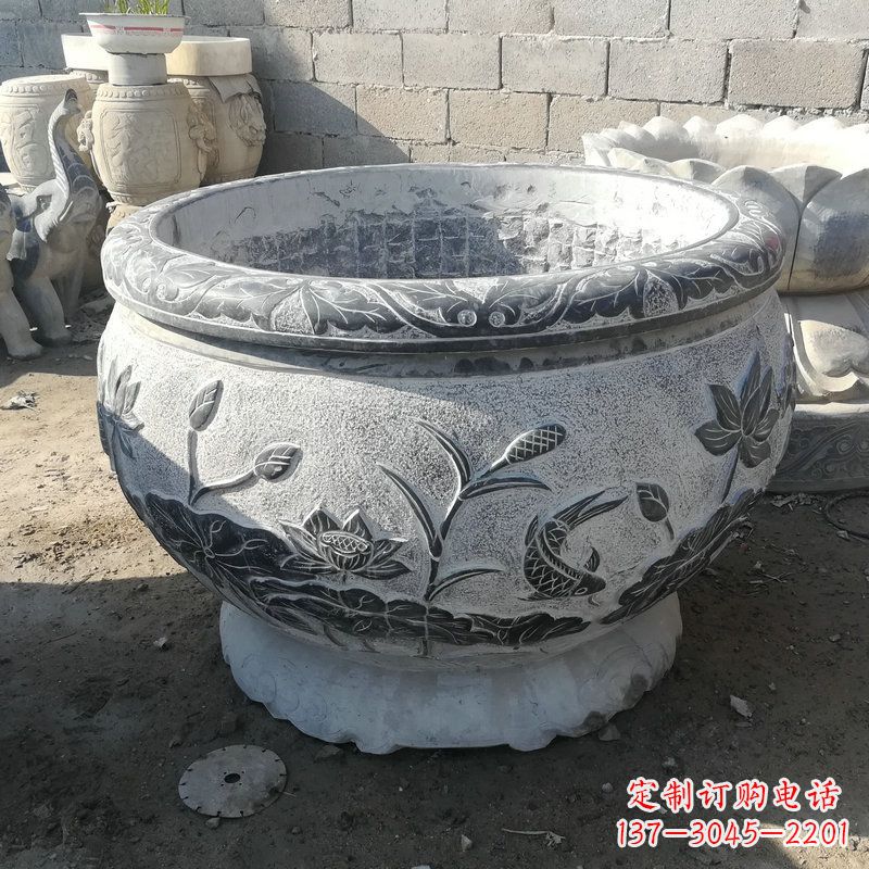 常州大理石园林水缸摆件