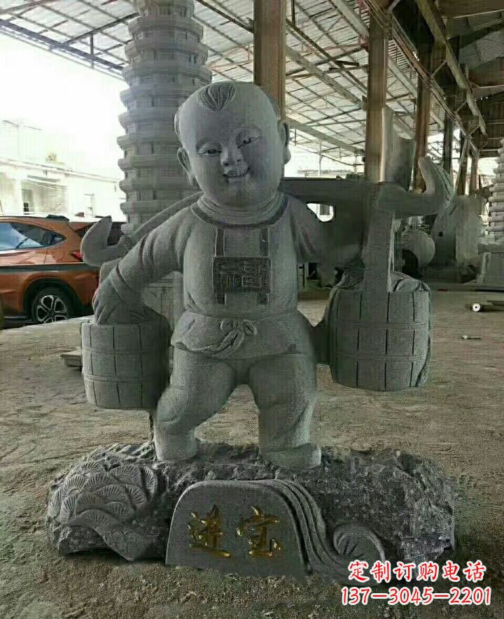 常州装点童年的大理石招财进宝儿童雕塑