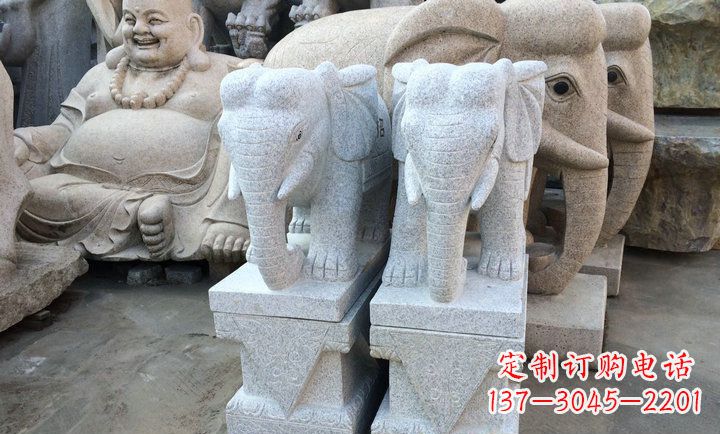 常州大理石招财进宝门口大象石雕