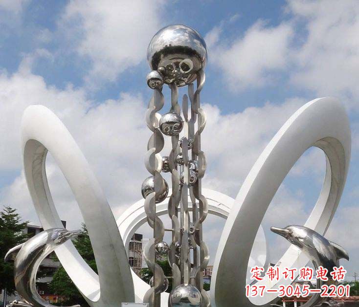 常州精致不锈钢海豚雕塑