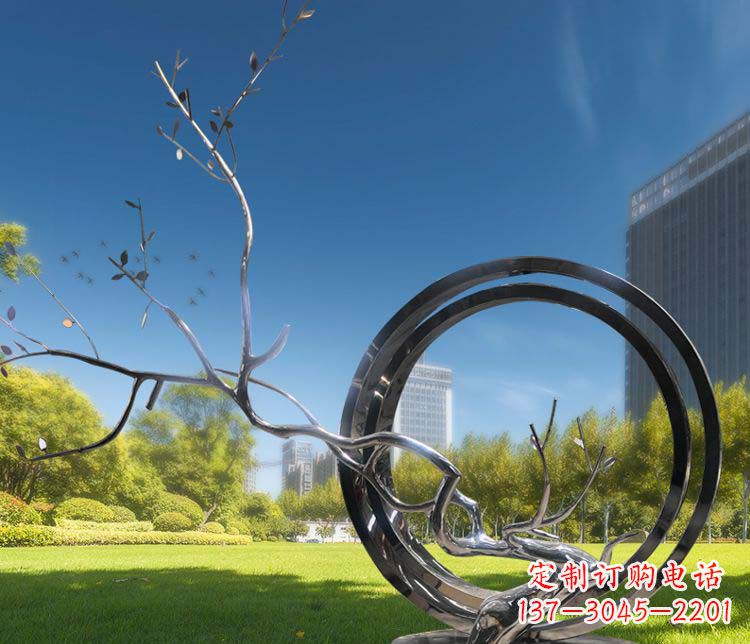 常州超大不锈钢环形景观雕塑