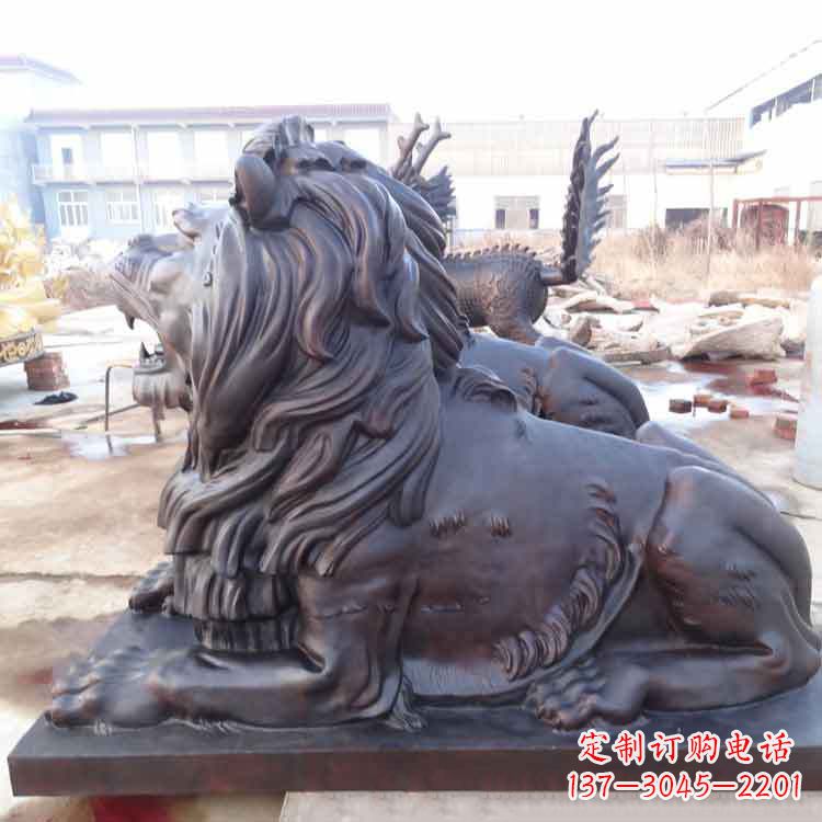 常州大型纯铜港币狮子动物雕塑